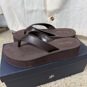Splendid Brown Platform Thong Sandals